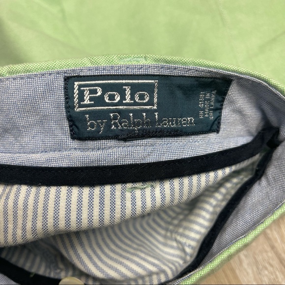 Polo Ralph Lauren MENS OXFORD khaki chino flat front shorts green SZ 35 - Picture 2 of 9